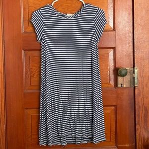 Blue striped causal dress